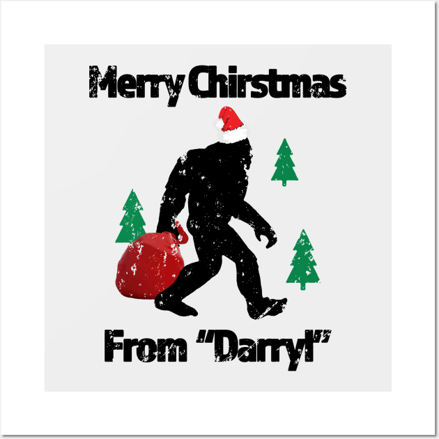 Merry Chiristmas From Darryl - Great Christmas Gift for the Believer - Black Lettering & Multi Color Logo design - Distressed Look Wall Art by RKP'sTees